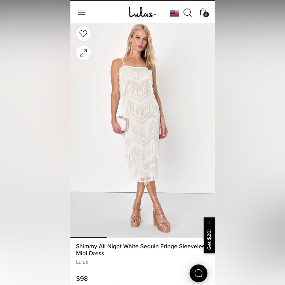 Lulus Shimmy All Night White Sequence Fringe dress